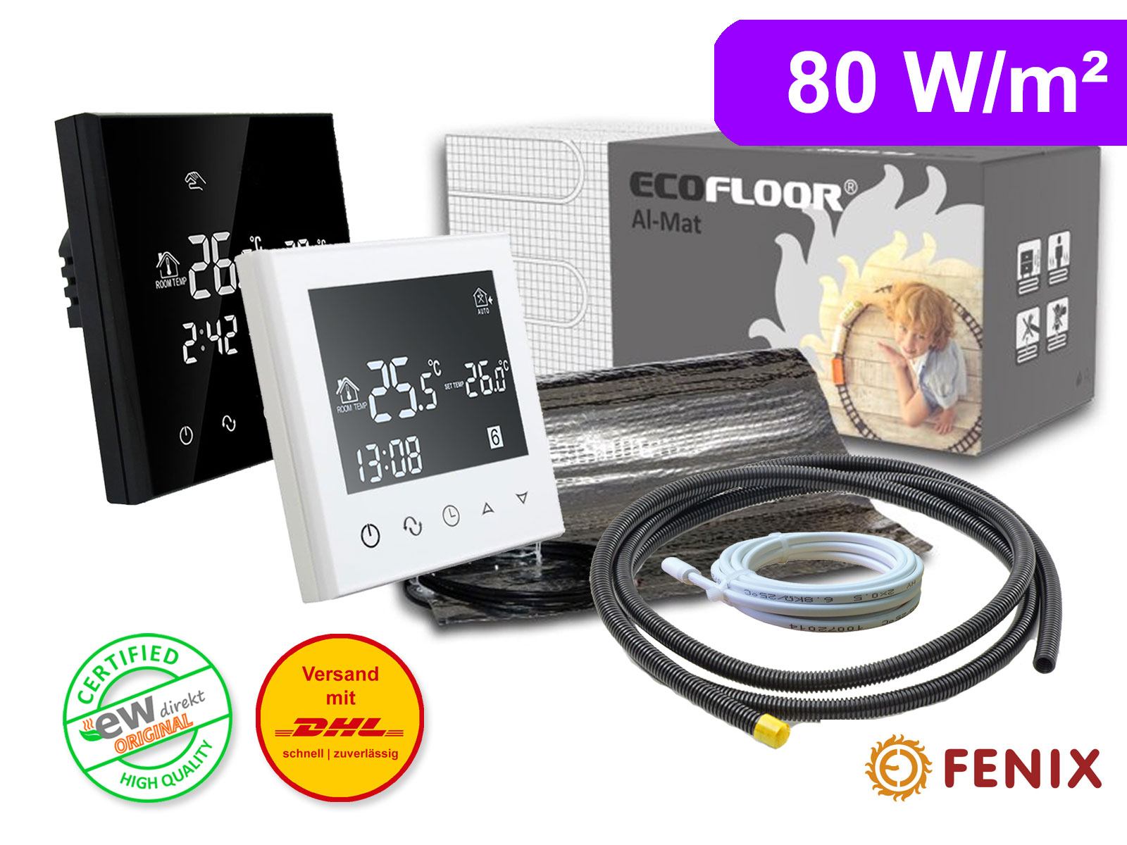 Thermostat RT-50 mit FENIX AL-MAT 80 W/m² für Laminat / Klickvinyl