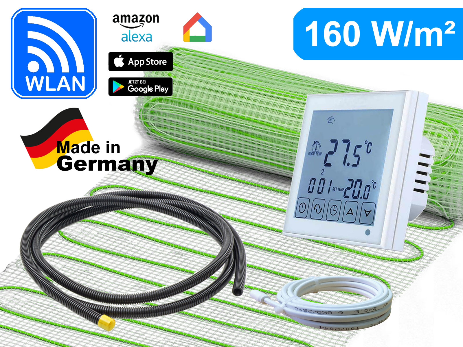 rt-60-6-1 Thermostat RT-60 Wlan mit elektrischer Heizmatte UltraPro für Fliesen 160 W/m²