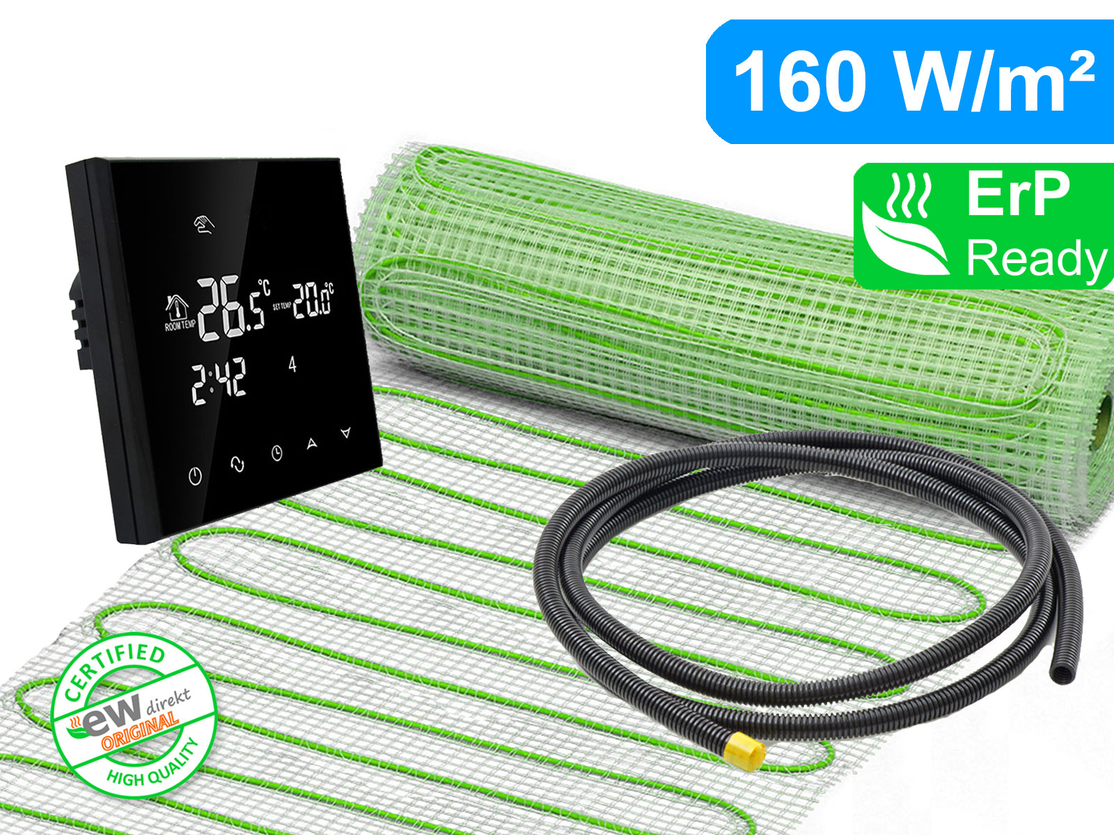 Thermostat RT-50 mit elektrischer Heizmatte UltraPro für Fliesen 160 W/m²