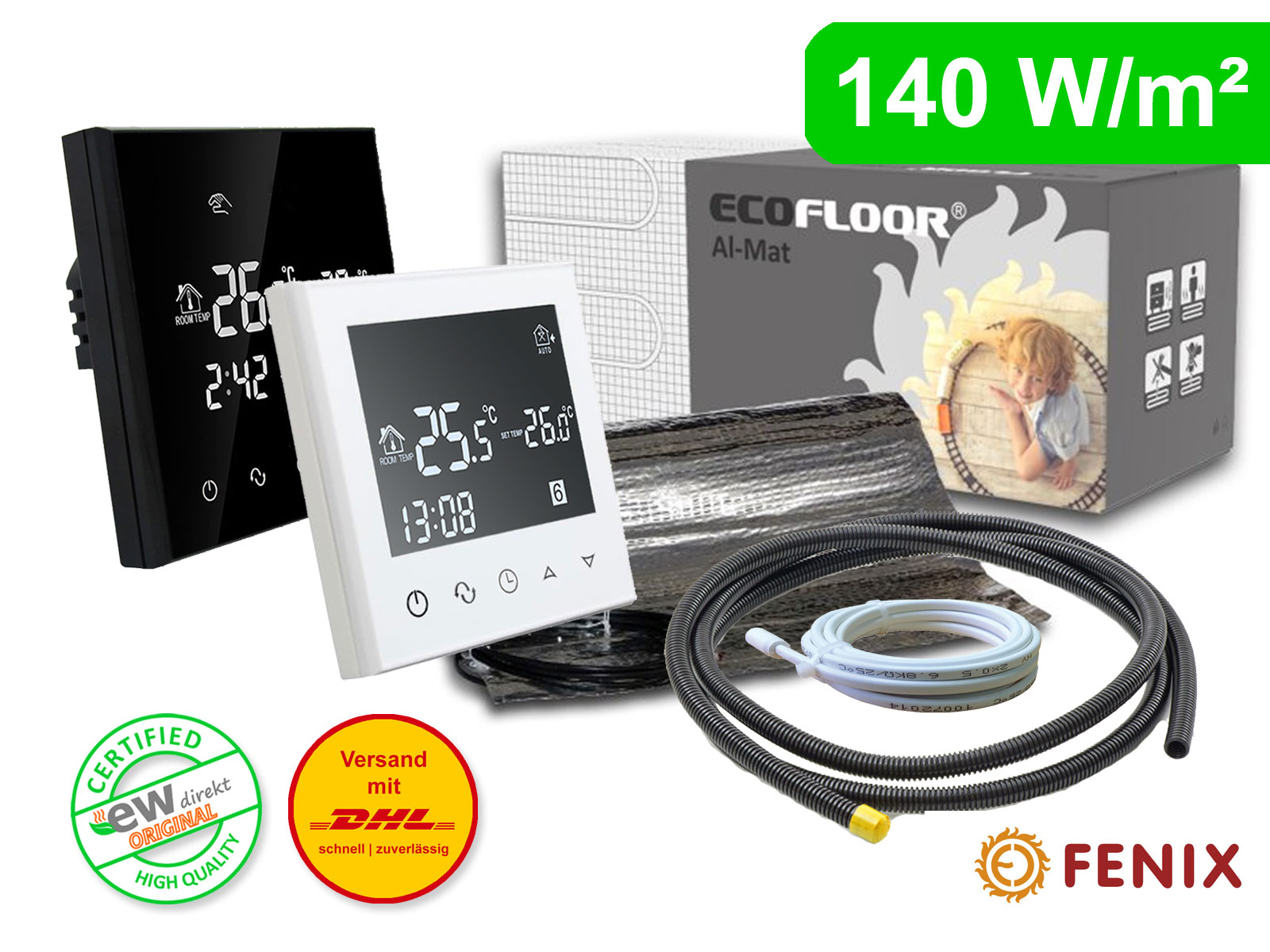 Thermostat RT-50 mit FENIX AL-MAT 80 W/m² für Laminat / Klickvinyl