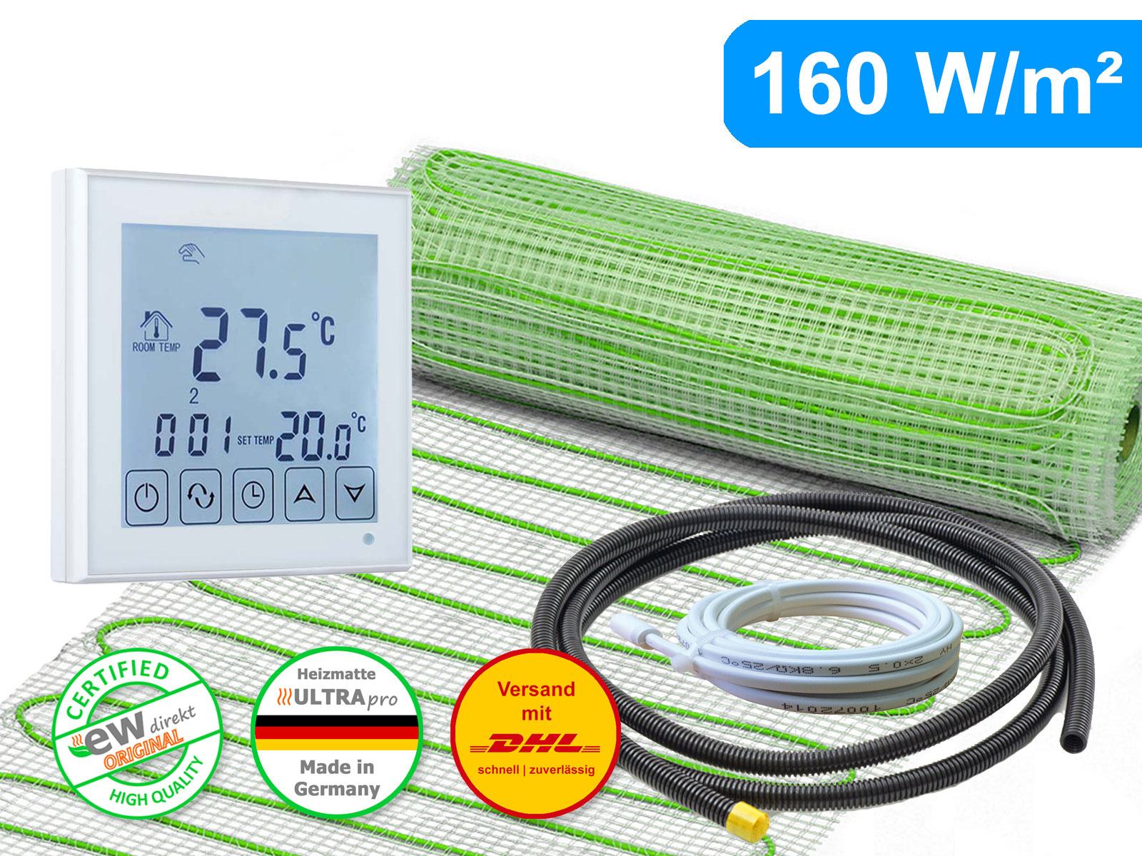 Thermostat RT-45 mit elektrischer Heizmatte UltraPro für Fliesen 160 W/m²
