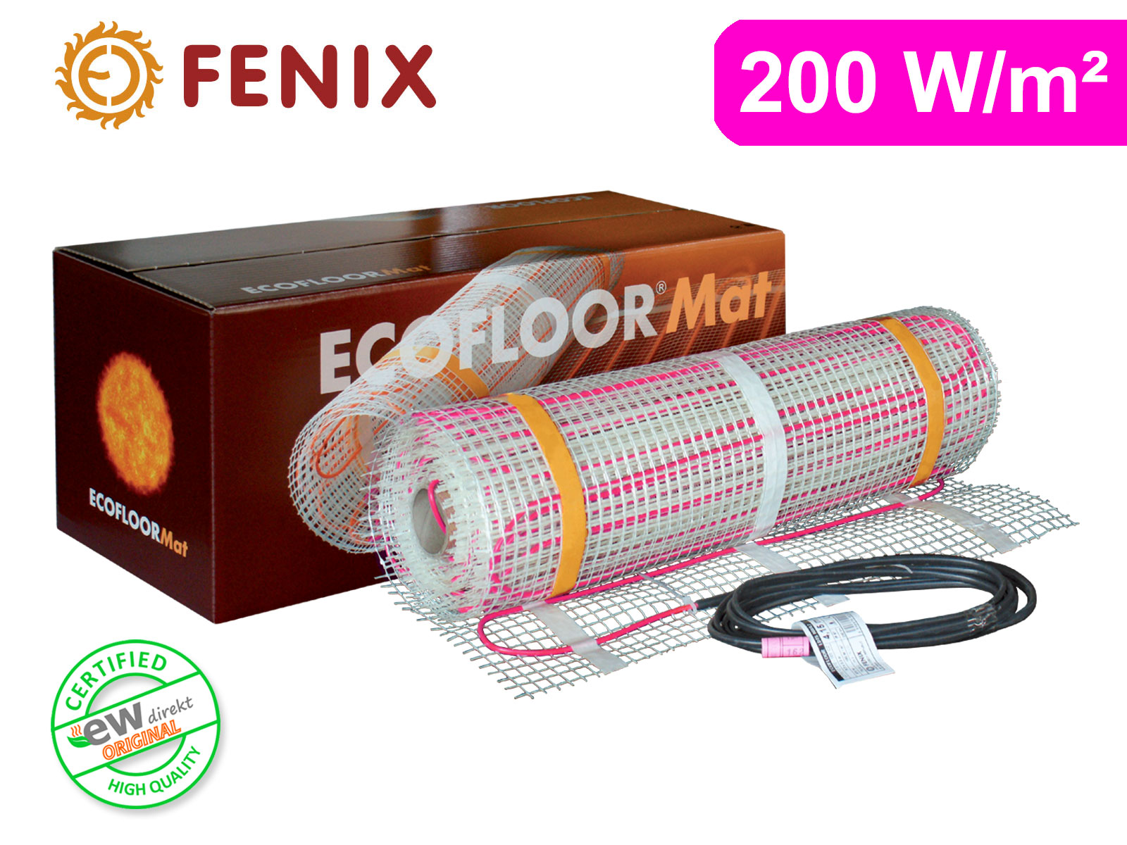 fenix-ecofloor-200 Thermostat RT-50 mit FENIX Ecofloor 200 W/m² elektrischer Heizmatte für Fliesen