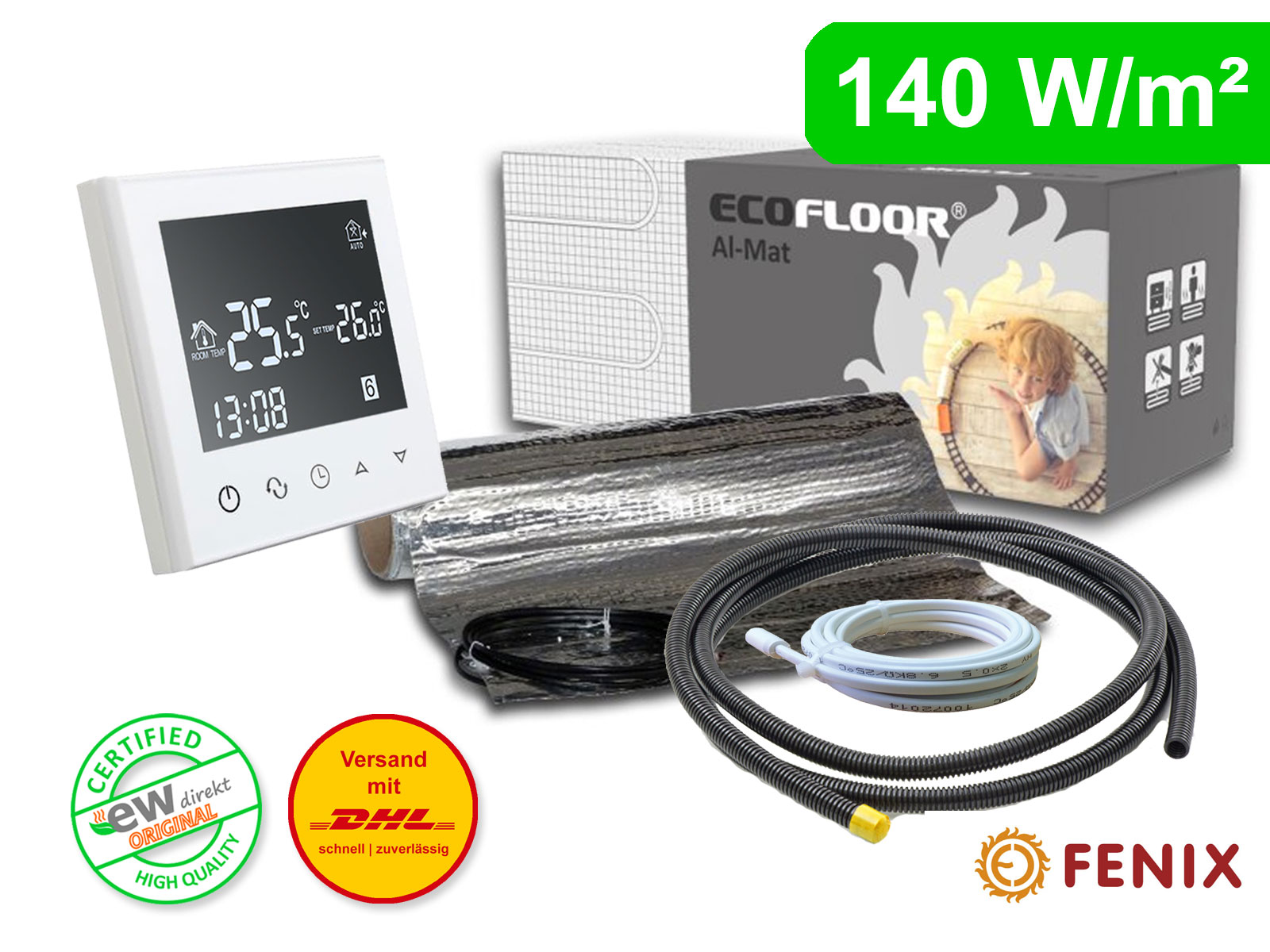 Thermostat RT-50 mit FENIX AL-MAT 80 W/m² für Laminat / Klickvinyl