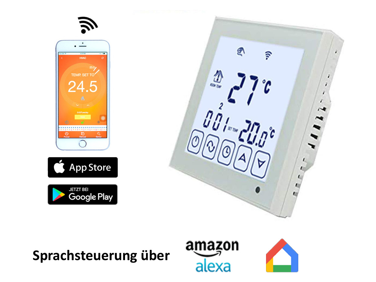 Thermostat RT-60 weiß mit FENIX AL-MAT 80 W/m² für Laminat / Klickvinyl
