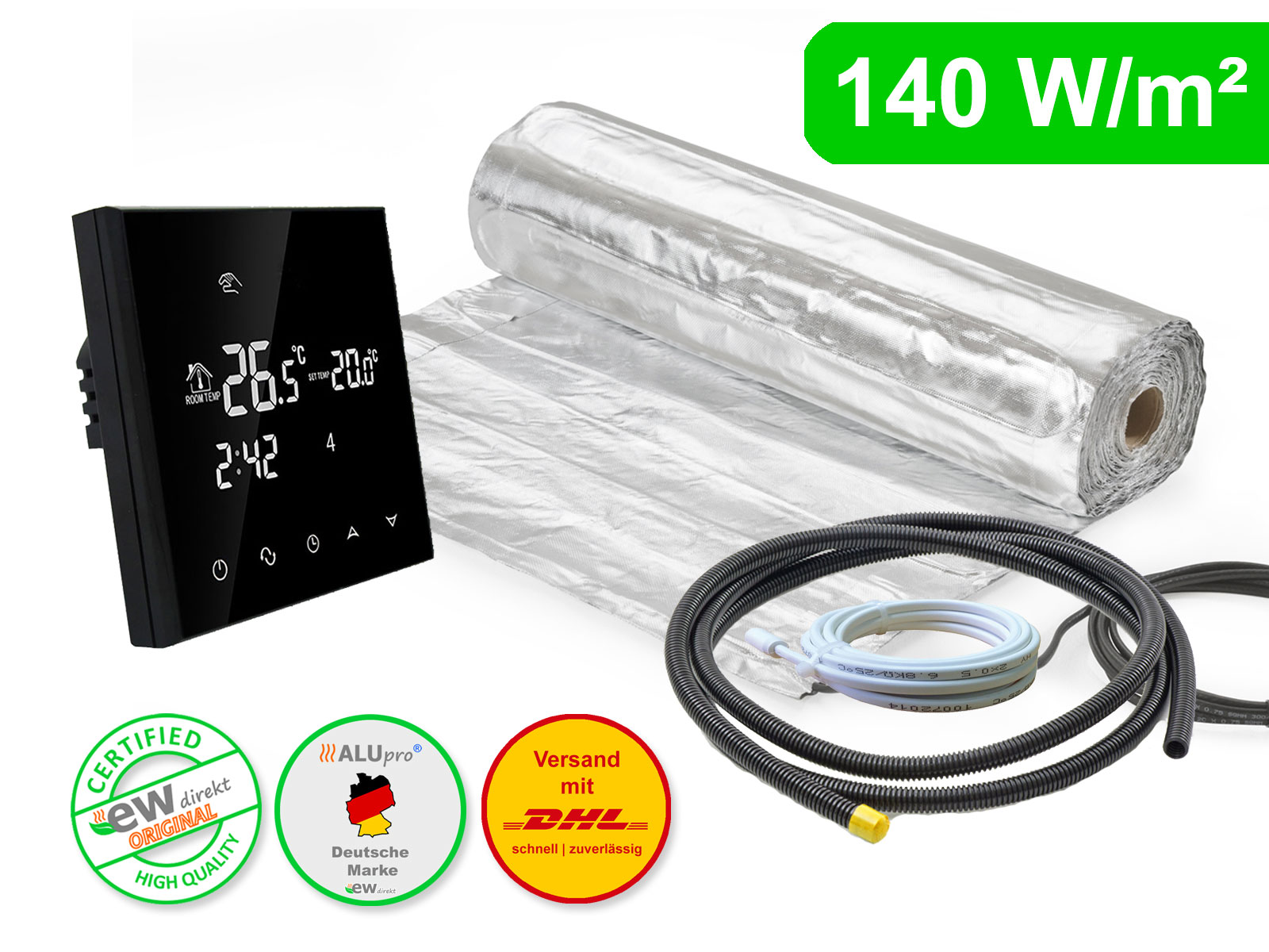 Thermostat RT-50 mit AluPro 140 W/m² für Laminat / Klickvinyl