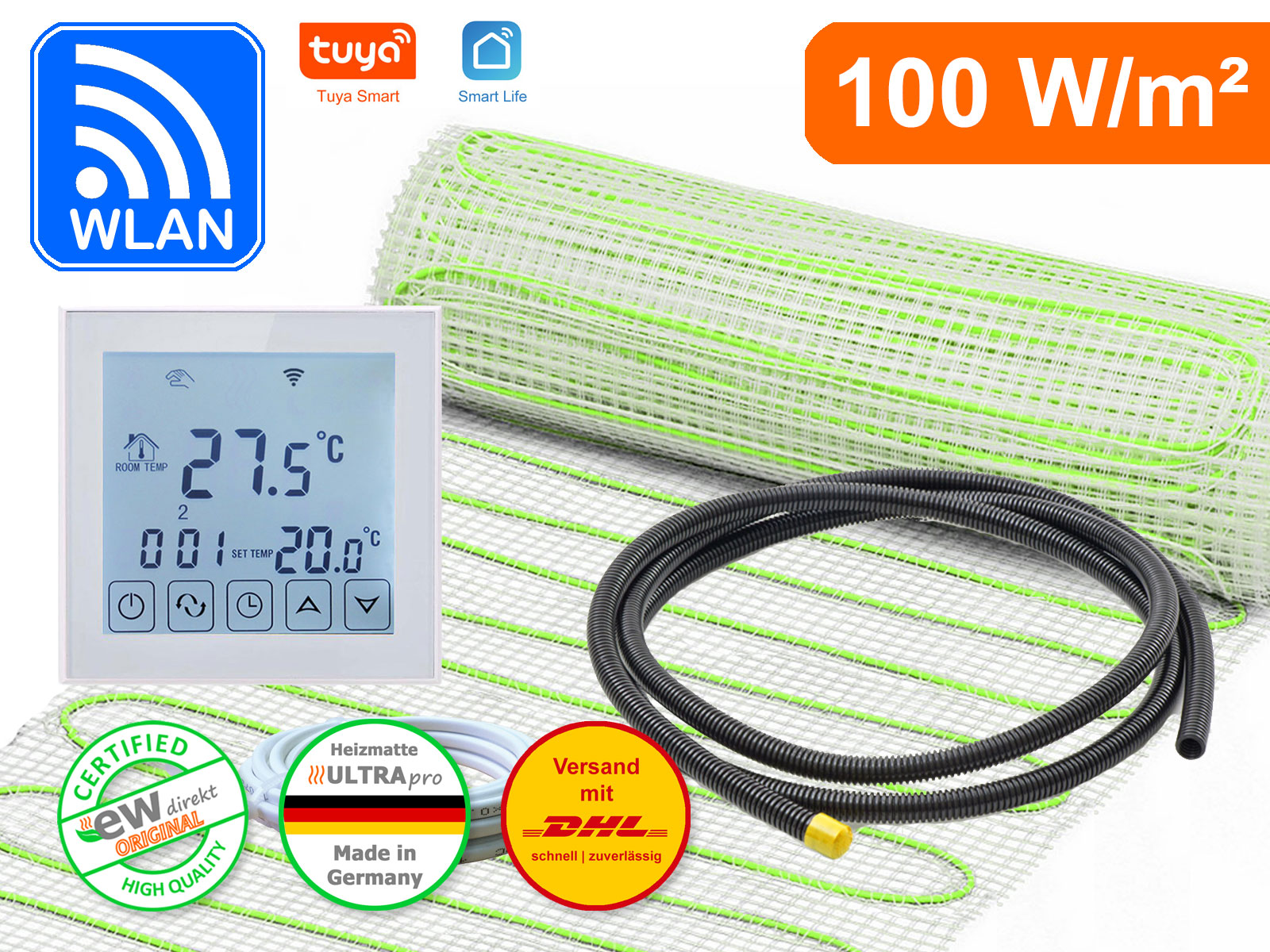 Thermostat RT-60 Wlan mit elektrische Fußbodenheizung UltraPro 100 für Fliesen