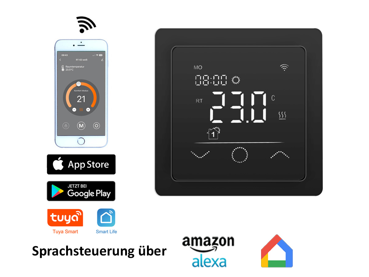 Thermostat RT-63 Wlan | schwarz - Tuya / Smartlife
