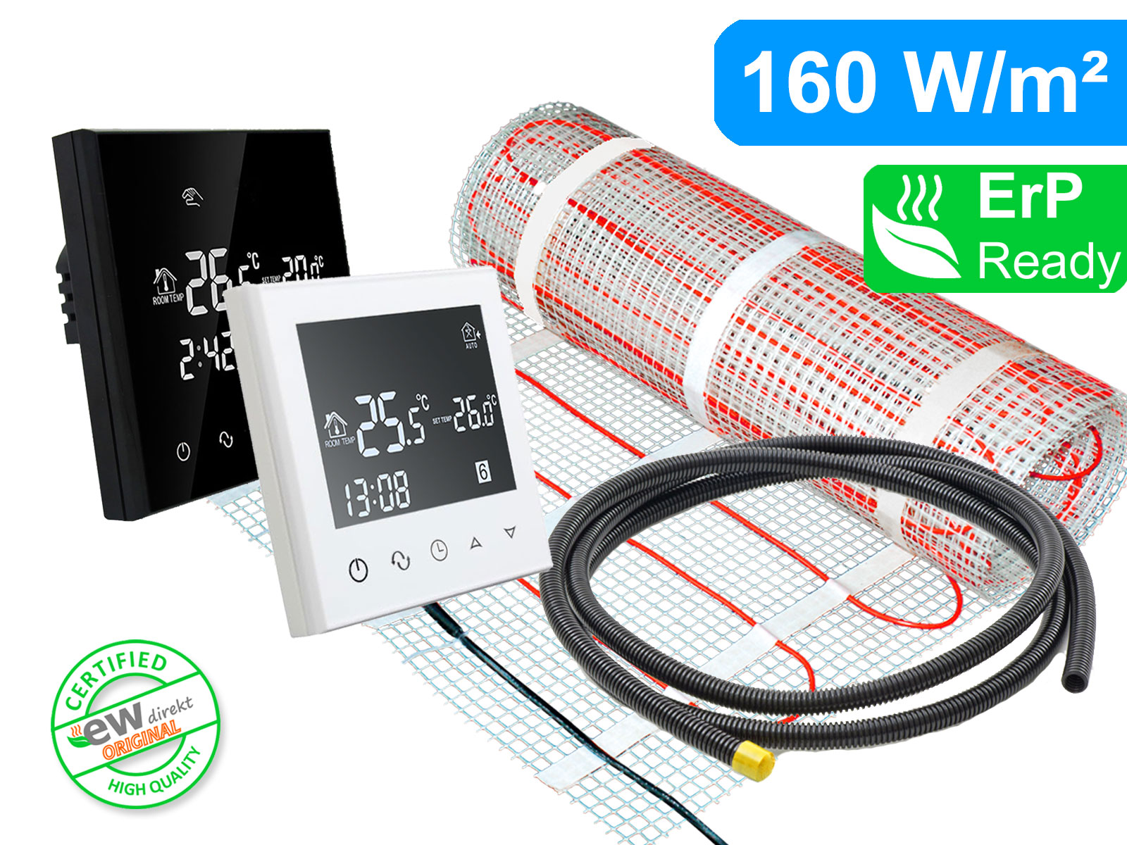 Thermostat RT-50 mit elektrischer Heizmatte SunPro für Fliesen 160 W/m²