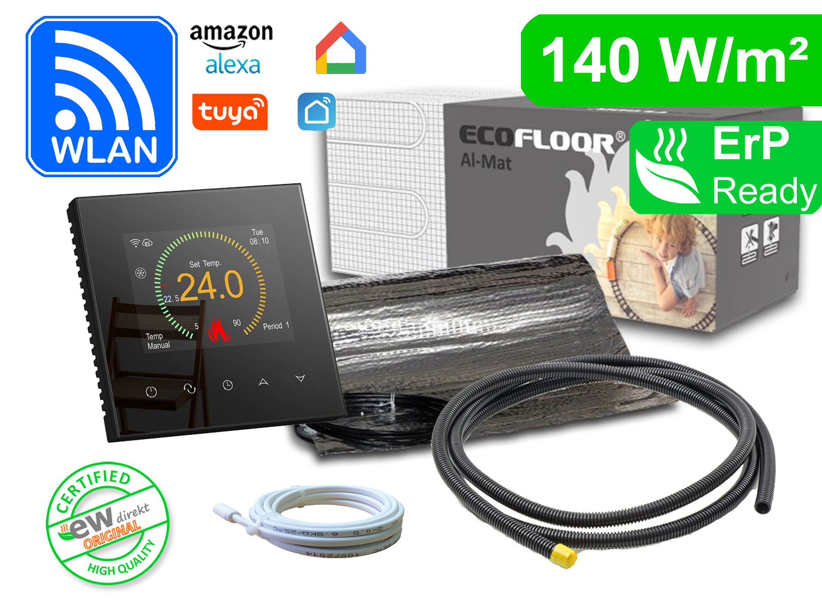 Thermostat RT-70 Wlan mit FENIX AL-MAT 140 W/m² für Laminat / Klickvinyl