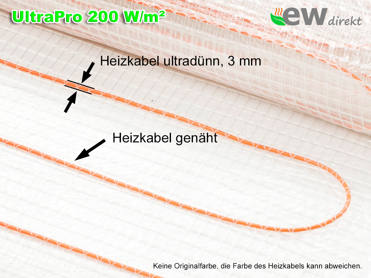 Elektrische Heizmatte UltraPro für Fliesen 200 W/m²