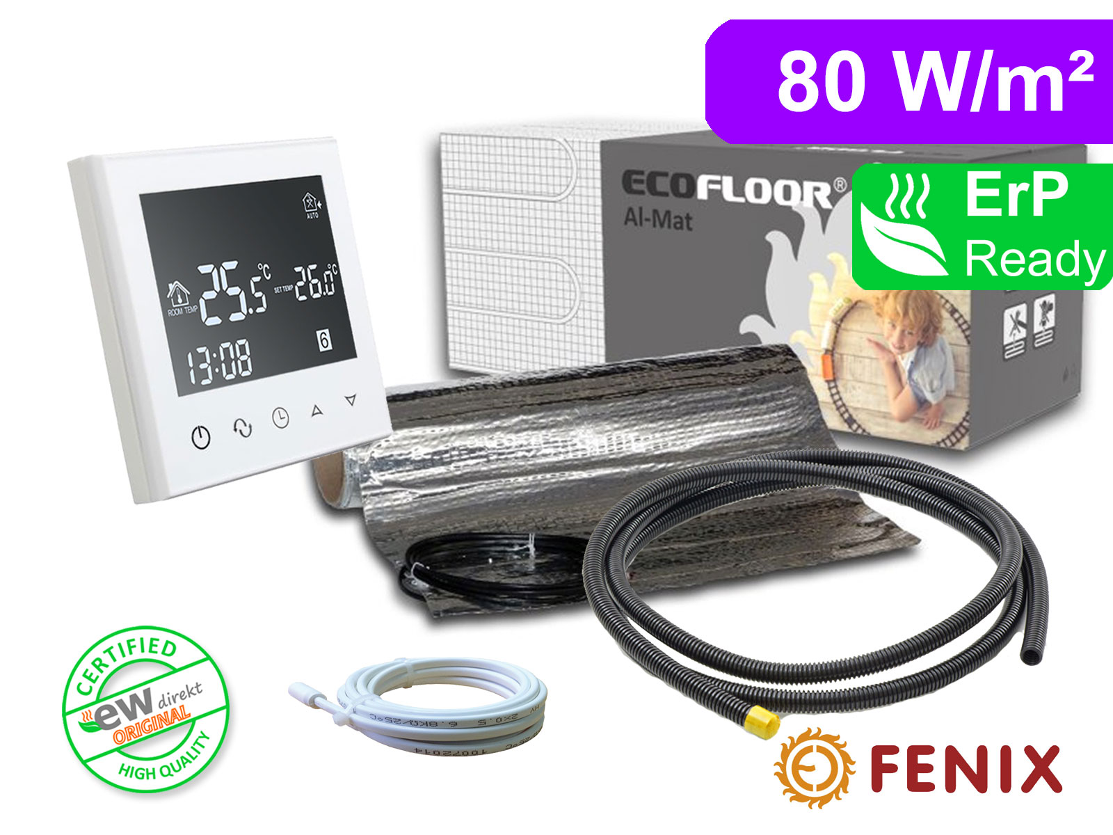 Thermostat RT-50 mit FENIX AL-MAT 80 W/m² für Laminat / Klickvinyl