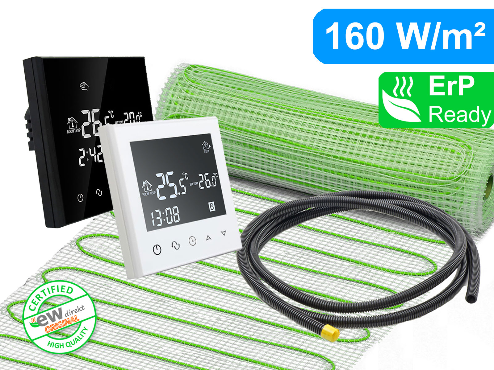 Thermostat RT-50 mit elektrischer Heizmatte UltraPro für Fliesen 160 W/m²