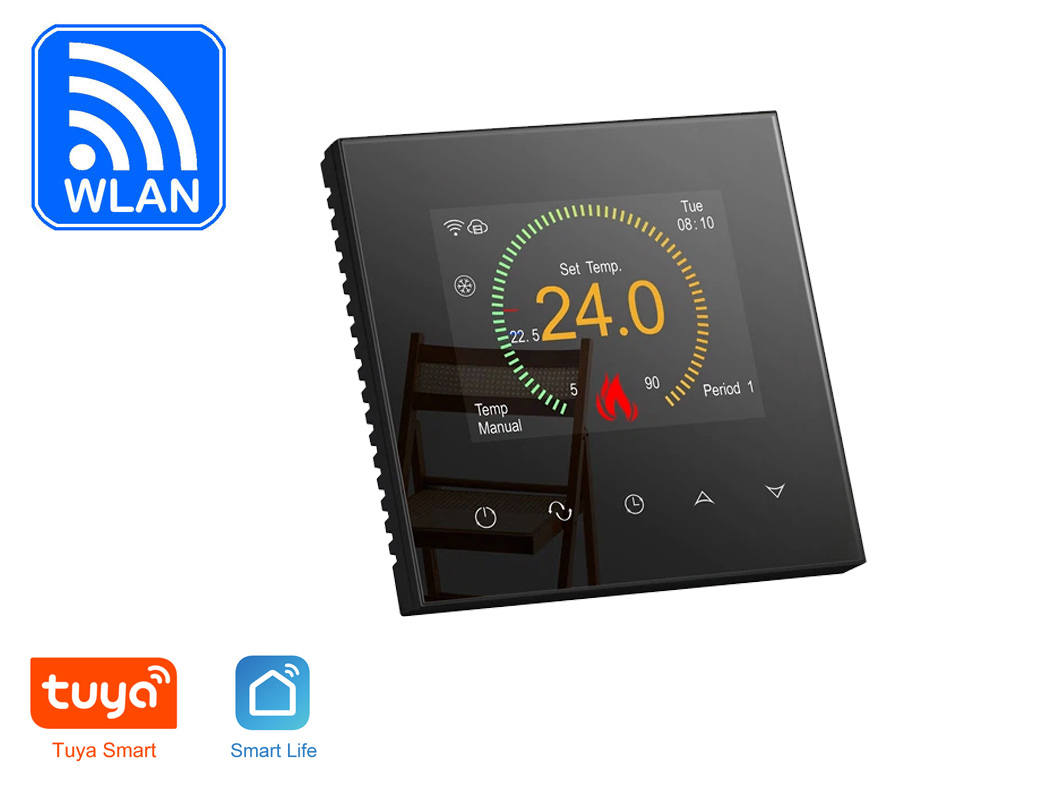 RT-70-s-0 Thermostat RT-70 WIFI Touch schwarz Tuya Smartlife für elektrische Fußbodenheizung