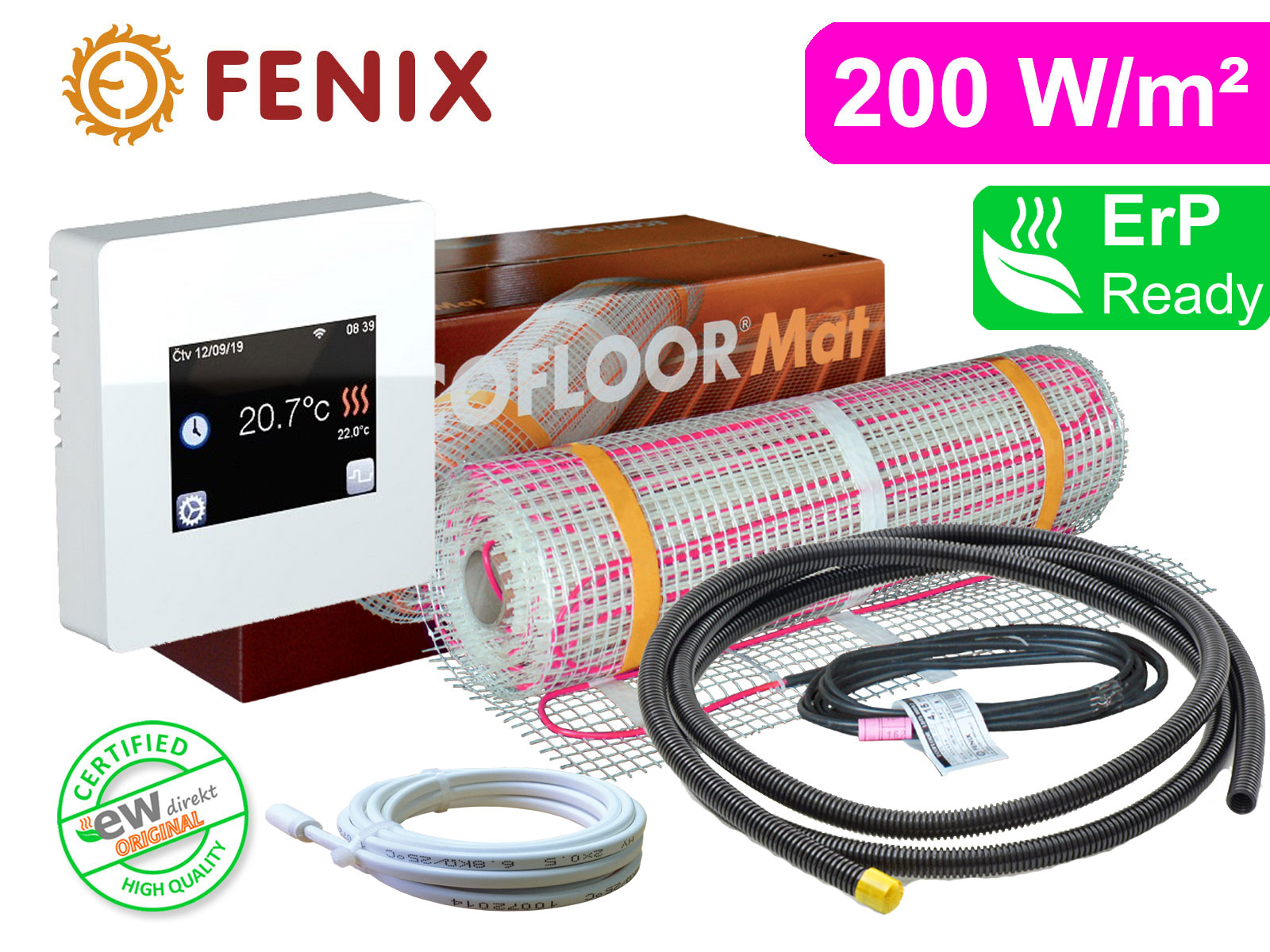 fenix-ecofloor-200-tft-2 Thermostat Fenix TFT - WIFI mit Ecofloor 200 W/m² elektrischer Heizmatte für Fliesen