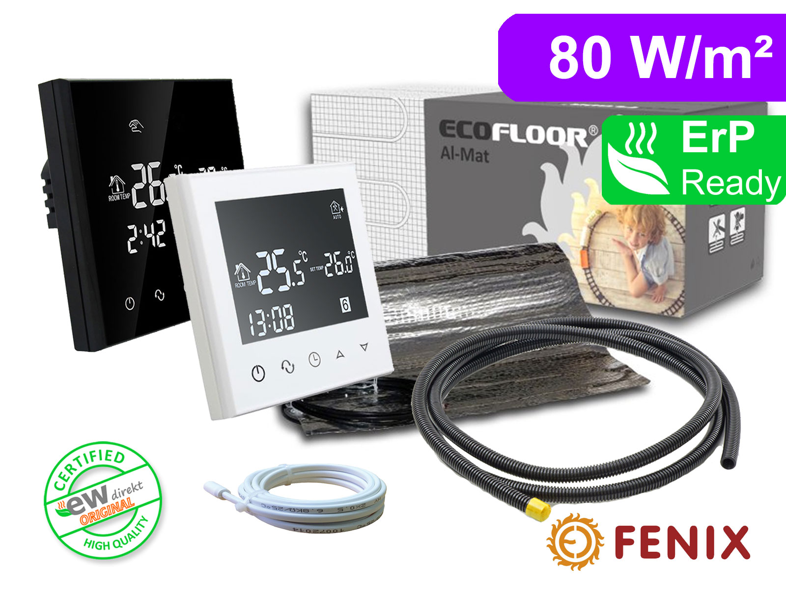 Thermostat RT-50 mit FENIX AL-MAT 80 W/m² für Laminat / Klickvinyl