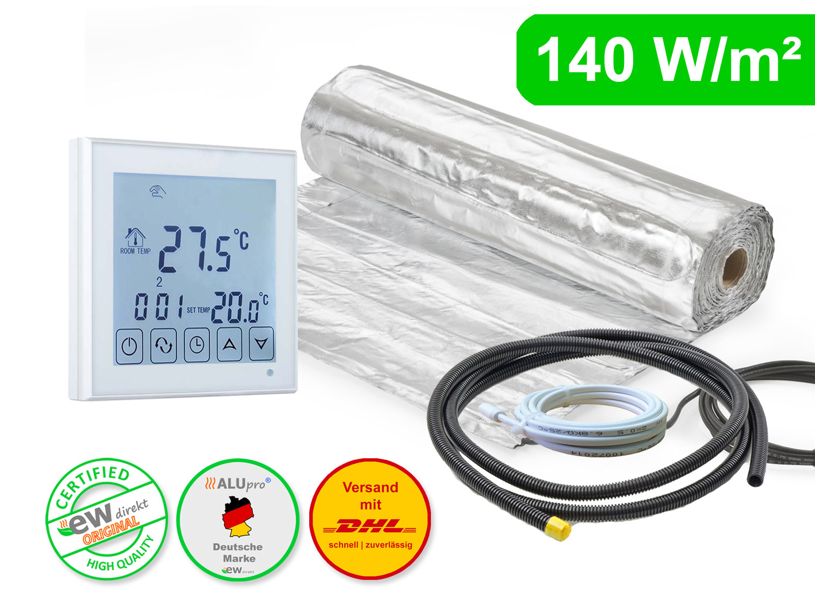 Thermostat RT-45 mit AluPro 140 W/m² für Laminat / Klickvinyl