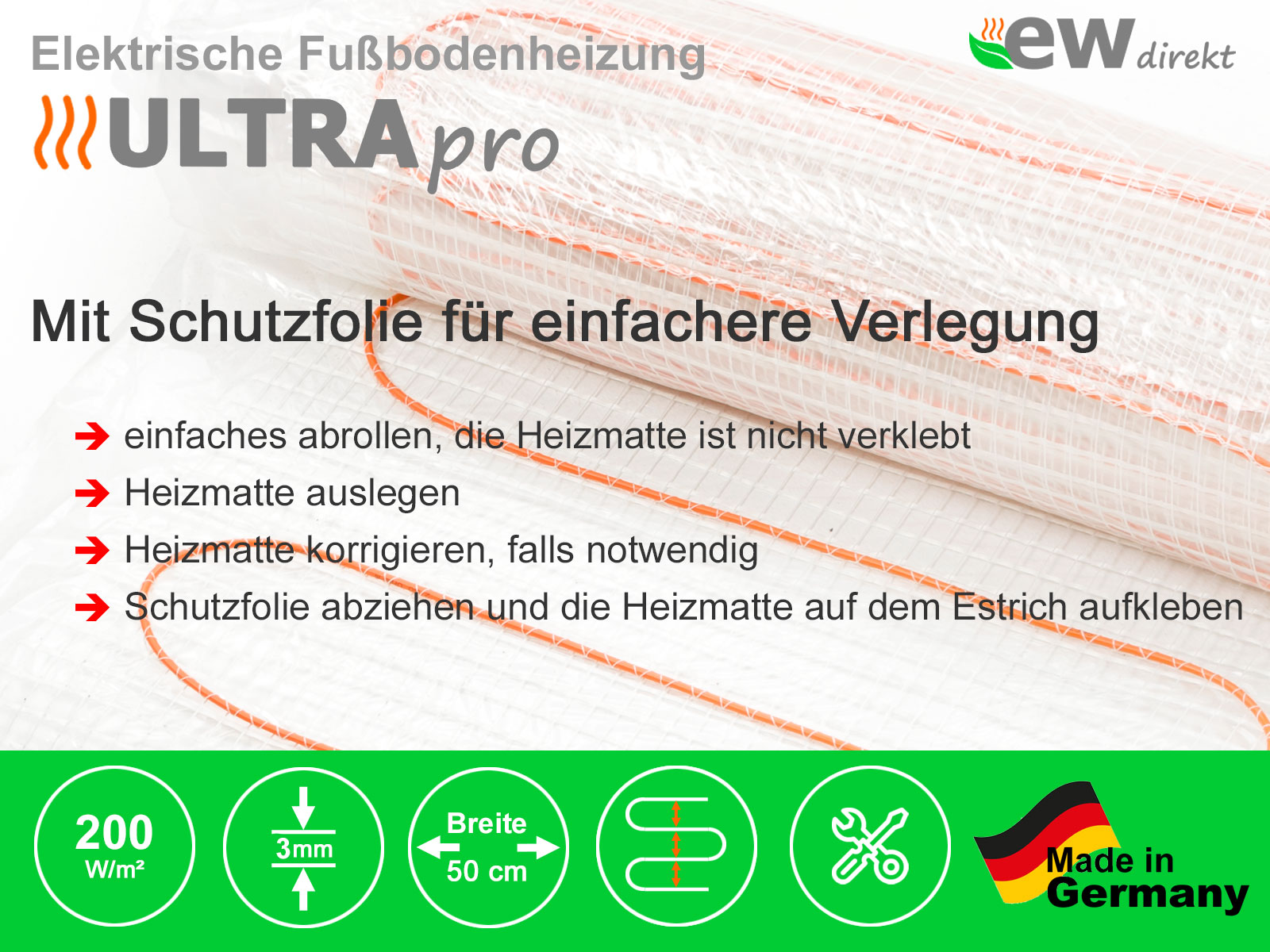 Thermostat RT-60 Wlan mit elektrische Fußbodenheizung UltraPro 200 für Fliesen