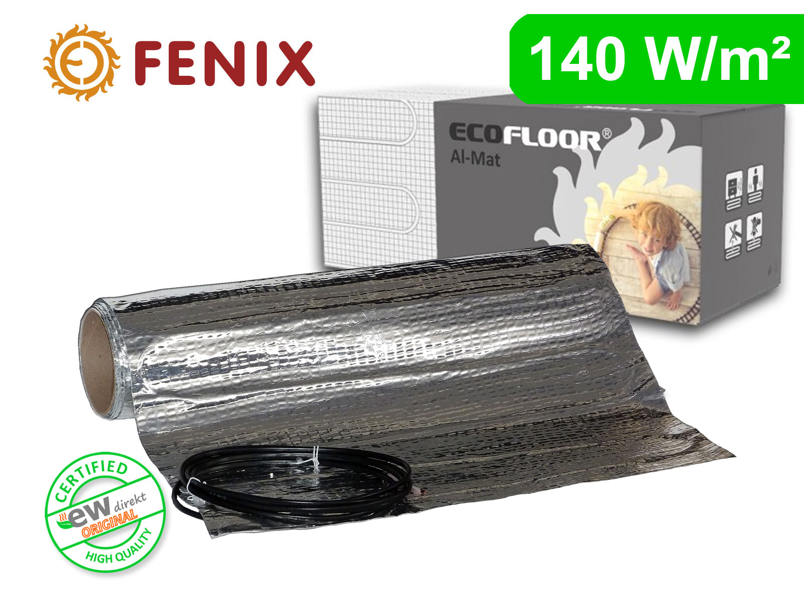FENIX Alu-Heizmatte AL-MAT 140 W/m² für Laminat / Klickvinyl