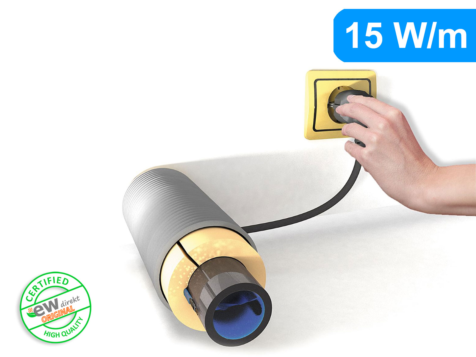 Selbstlimitierendes Frostschutzheizkabel Rohrbegleitheizung SRHR mit Thermostat 15 W/m